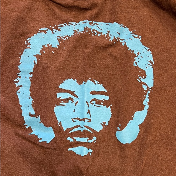 Jimi Hendrix Brown T-Shirt with Blue Graphic - Picture 5 of 7